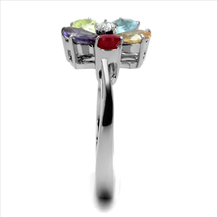 CJE2867 Wholesale Stainless Steel AAA Grade CZ Floral Ring Green Rings