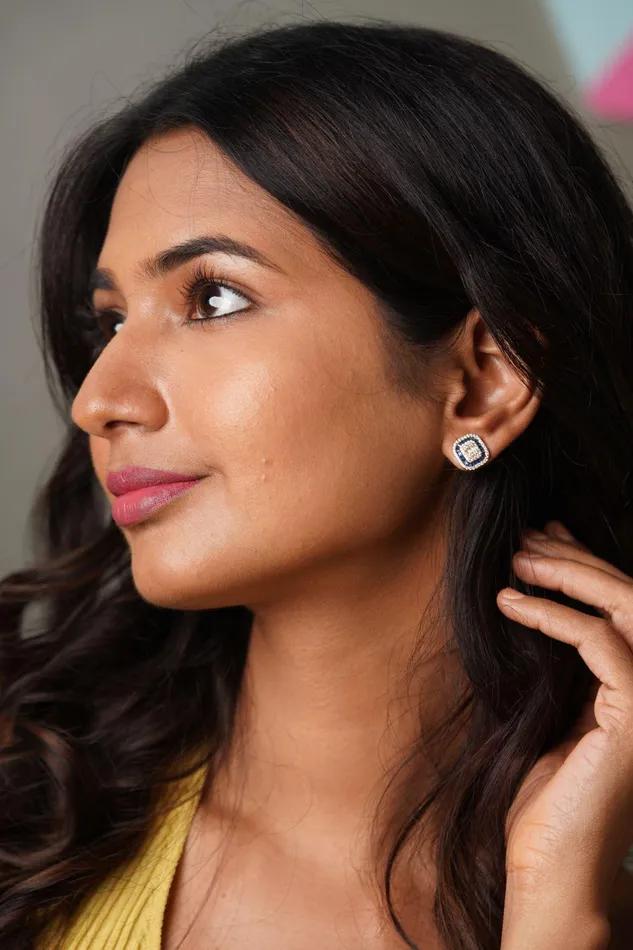Coloured Outline Illusion Setting Solitaire Earrings Attrangi Earrings