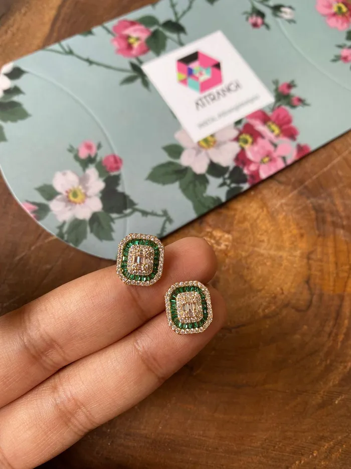 Coloured Outline Illusion Setting Solitaire Earrings Attrangi Earrings Coloured Outline Illusion Setting Solitaire Earrings Attrangi Earrings