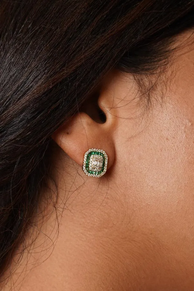 Coloured Outline Illusion Setting Solitaire Earrings Attrangi Earrings Coloured Outline Illusion Setting Solitaire Earrings Attrangi Earrings