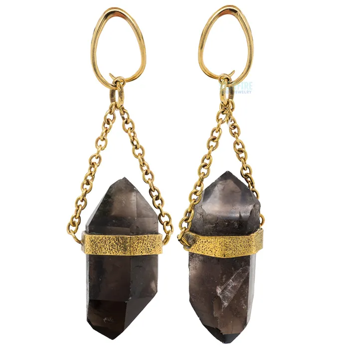 Diablo Organics Natural Smoky Quartz Crystal Hangers Earrings