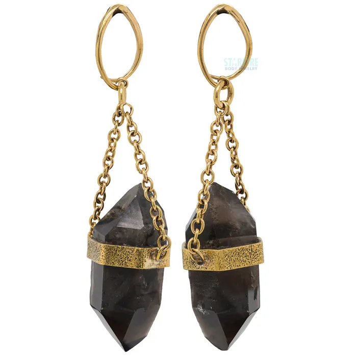 Diablo Organics Natural Smoky Quartz Crystal Hangers Earrings