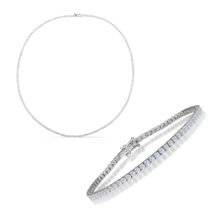Diamond Tennis Necklace and Bracelet Set Alexis Jae Bracelets