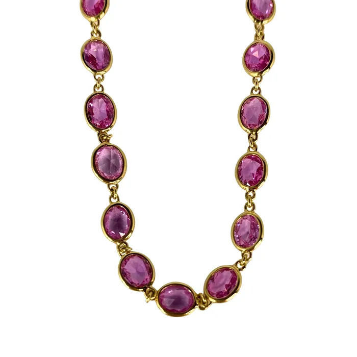 Donald Haack Diamonds Necklaces Pink Sapphire Station Necklace