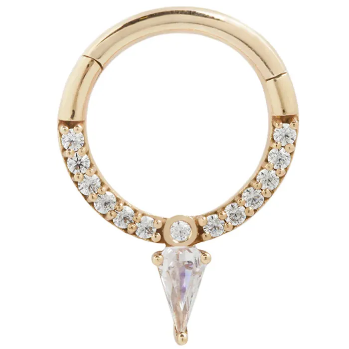 Down Like That Hinge Ring Clicker in Gold with CZs Buddha Jewelry Organics Rings Down Like That Hinge Ring Clicker in Gold with CZs Buddha Jewelry Organics Rings