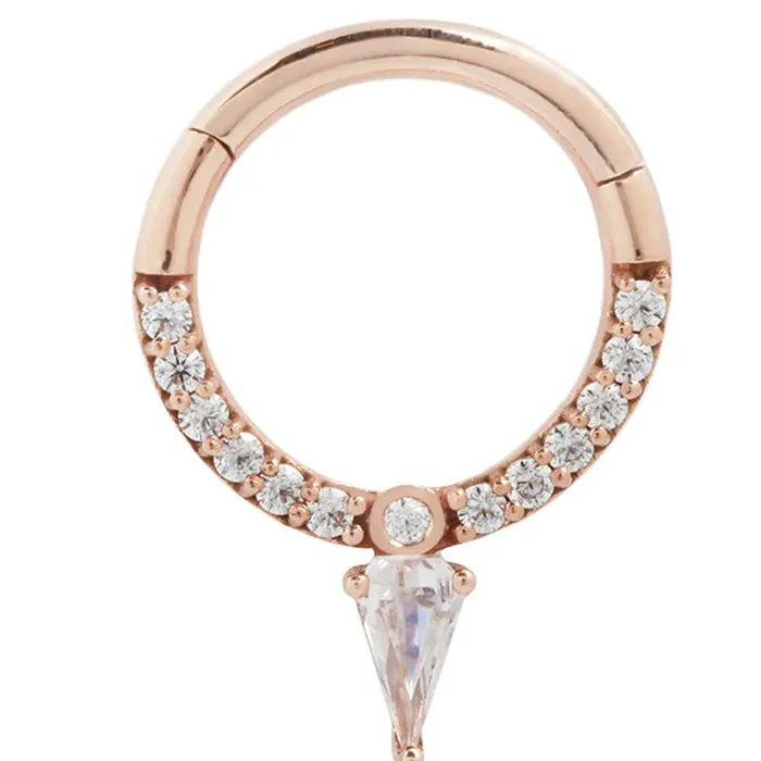 Down Like That Hinge Ring Clicker in Gold with CZs Buddha Jewelry Organics Rings