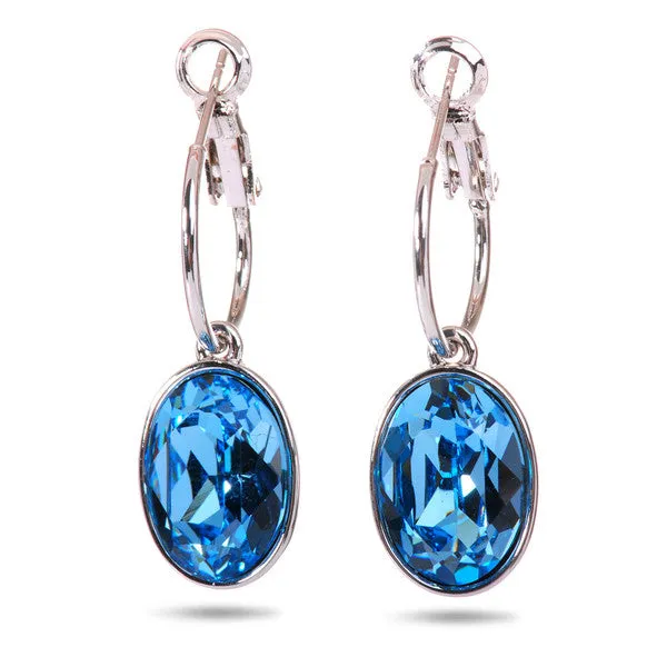 E7178 Aquamarine Swarovski Elements Drop Earrings Red Earrings