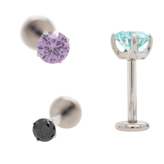 Earrings Anatometal 35mm Tiffany ProngSet BrilliantCut Gem on flatback