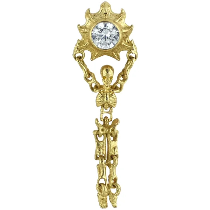 Earrings Anatometal threadless 3mm Golden Requiem End in Gold with BrilliantCut Gem