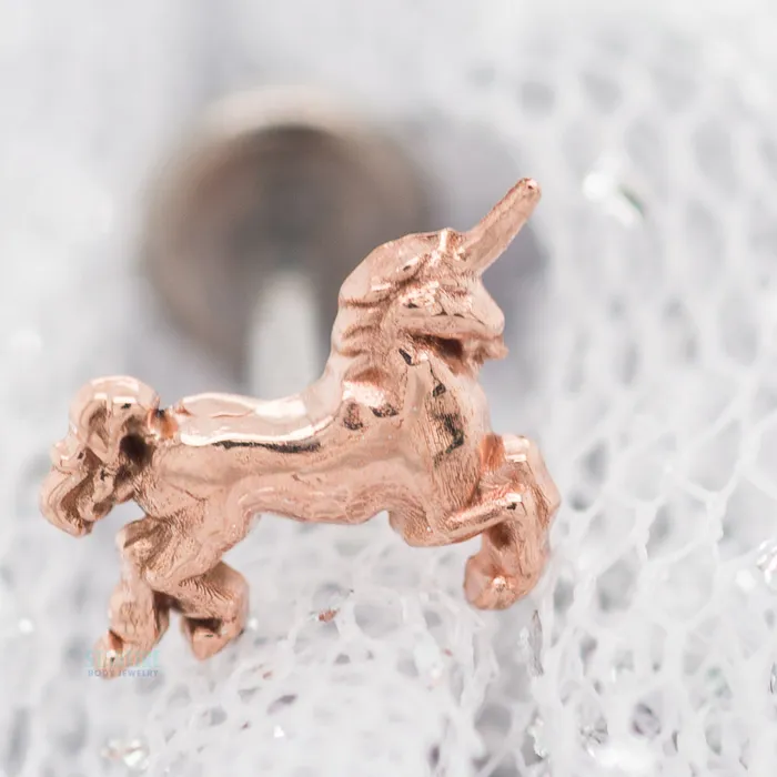 Earrings Body Gems Unicorn Threaded End in Gold