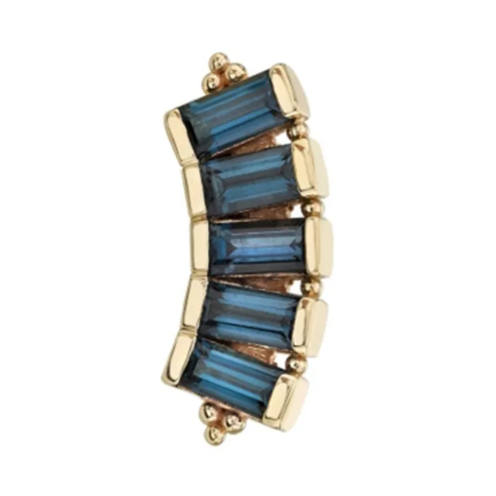 Earrings Body Vision BVLA 5 Gem Baguette Panaraya Threaded End in Gold with London Blue Topaz Earrings Body Vision BVLA 5 Gem Baguette Panaraya Threaded End in Gold with London Blue Topaz