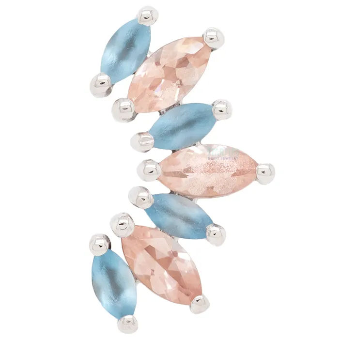 Earrings Body Vision BVLA Athena Threaded End in Gold with Sandblasted Aquamarine Oregon Sunstone