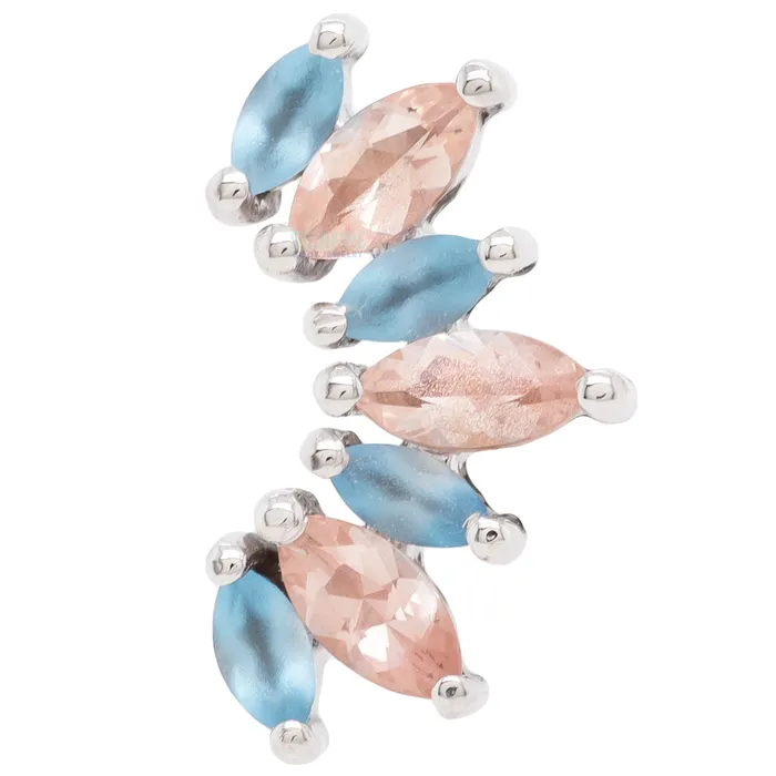 Earrings Body Vision BVLA Athena Threaded End in Gold with Sandblasted Aquamarine Oregon Sunstone