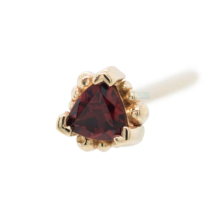 Earrings Body Vision BVLA Beaded Trillion Nostril Screw in Gold with Garnet Earrings Body Vision BVLA Beaded Trillion Nostril Screw in Gold with Garnet