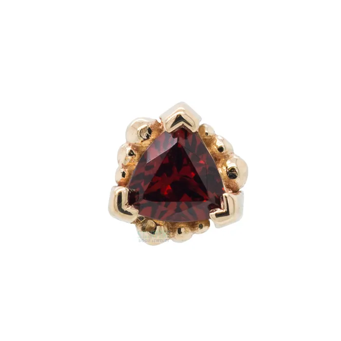 Earrings Body Vision BVLA Beaded Trillion Nostril Screw in Gold with Garnet