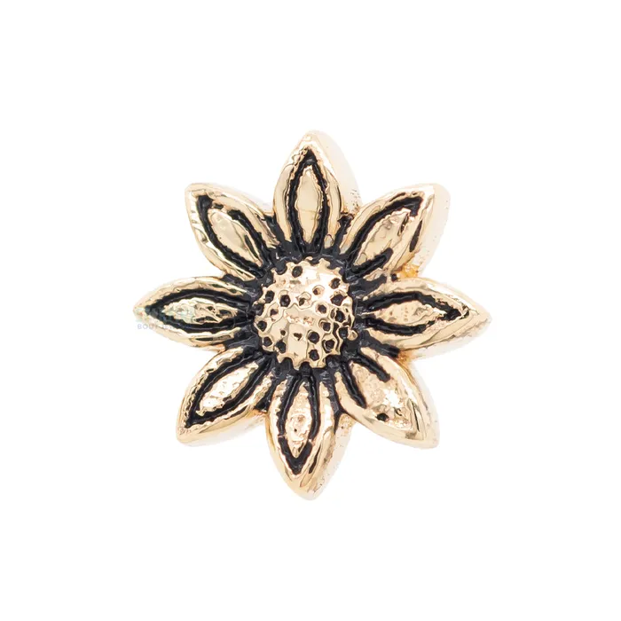Earrings Body Vision BVLA Golden Sunflower Threaded End in Gold