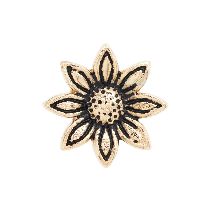 Earrings Body Vision BVLA Golden Sunflower Threaded End in Gold
