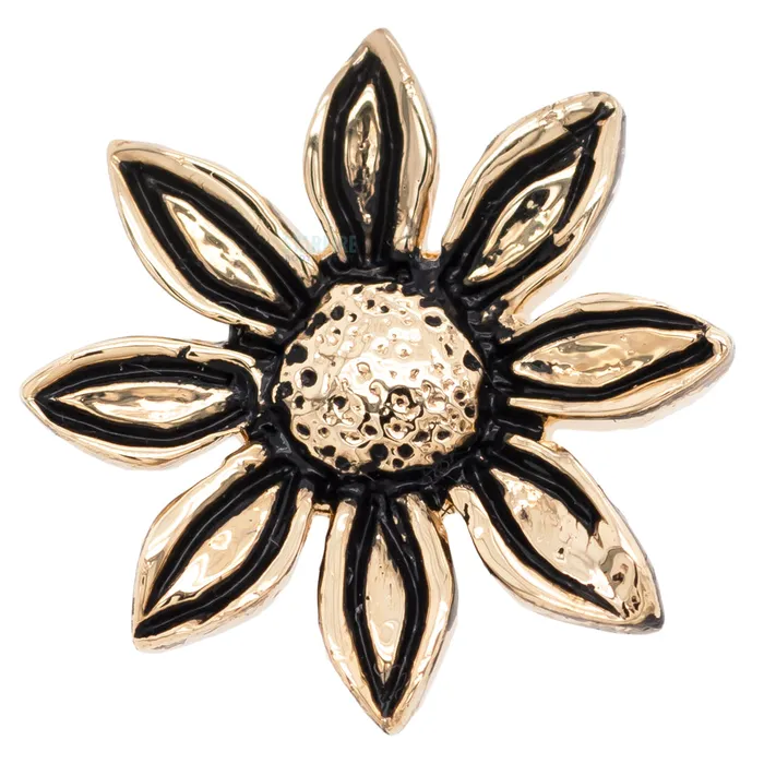 Earrings Body Vision BVLA Golden Sunflower Threaded End in Gold