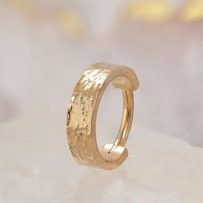 Earrings Body Vision BVLA Hammered Ear Cuff Hinge Ring in Gold