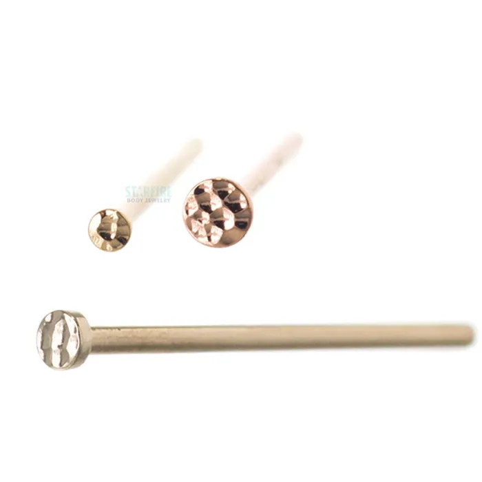 Earrings Body Vision BVLA Round Disc HAMMERED FINISH Nostril Screw in Gold