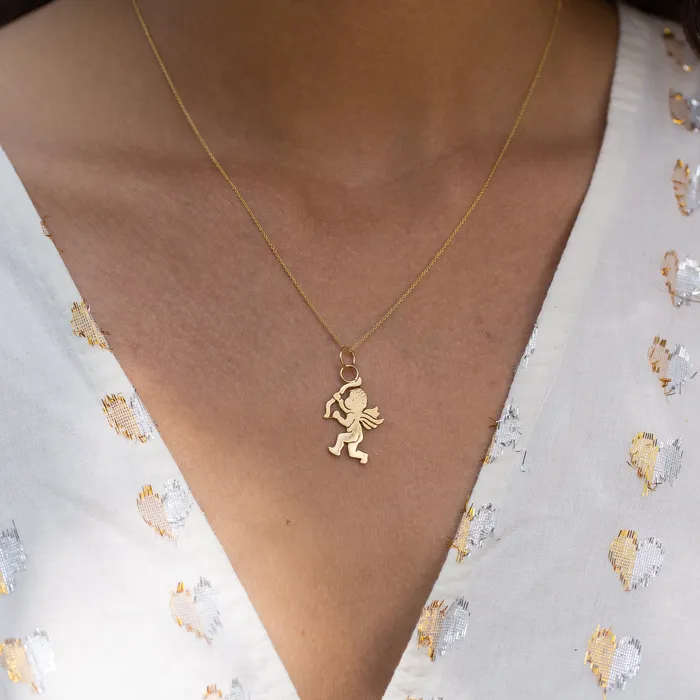 Earrings Cherub 14k Gold Charm Vintage