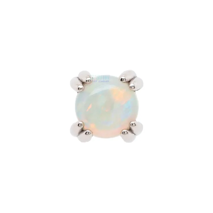 Earrings Genuine White Opal Cabochon Prong Set Threaded End in Gold Body Vision BVLA