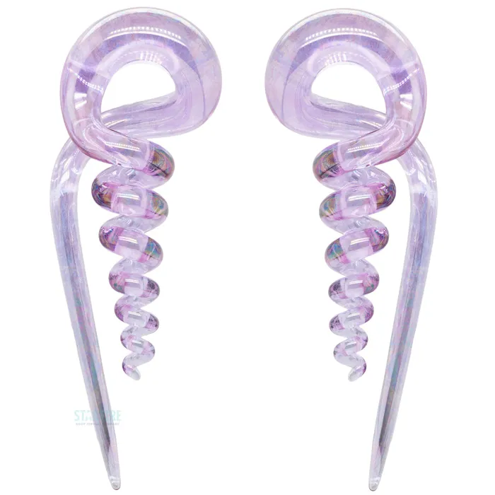 Earrings Glassheart Glass Heart Studio Glass Corkscrew Squids Oil Slick Purple Rain Earrings Glassheart Glass Heart Studio Glass Corkscrew Squids Oil Slick Purple Rain