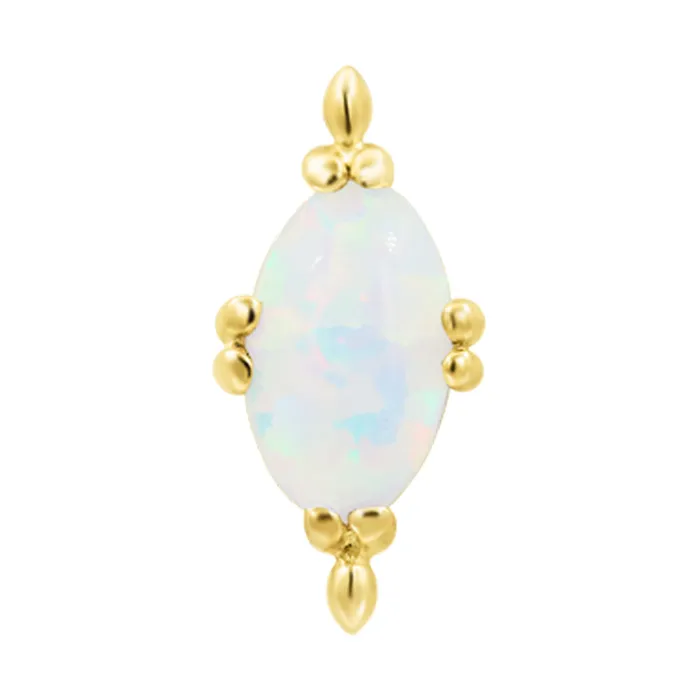 Earrings Junipurr Jewelry threadless Xara End in Gold with Oval Opal Cabochon