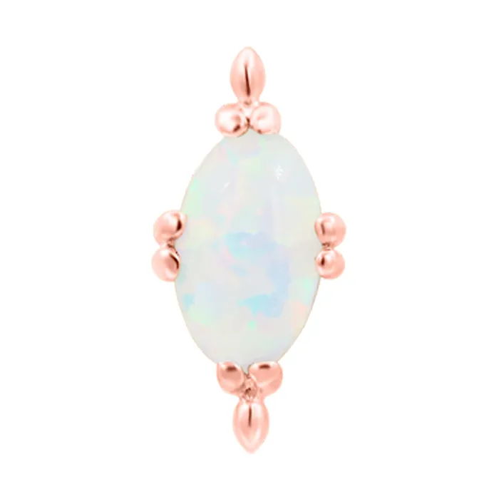 Earrings Junipurr Jewelry threadless Xara End in Gold with Oval Opal Cabochon