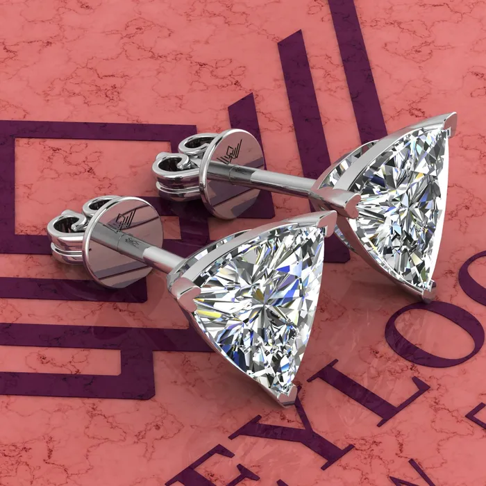 Earrings Leyloon Jewelry 4 CT x2 Trilliant Cut Heart Prong Stud D Color Basket Moissanite Earrings