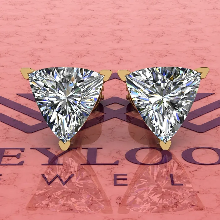 Earrings Leyloon Jewelry 4 CT x2 Trilliant Cut Heart Prong Stud D Color Basket Moissanite Earrings