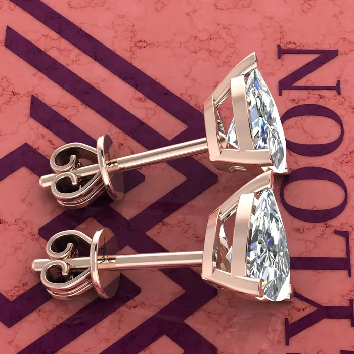 Earrings Leyloon Jewelry 4 CT x2 Trilliant Cut Heart Prong Stud D Color Basket Moissanite Earrings