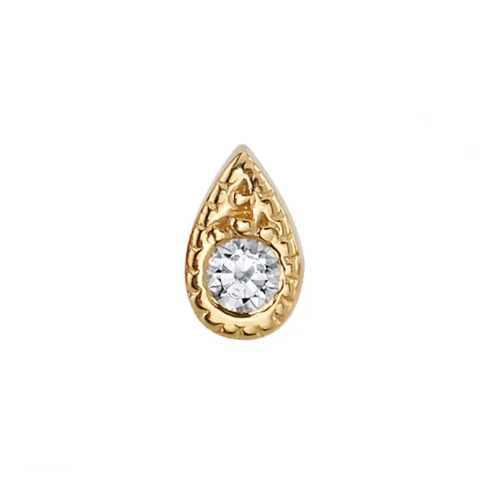 Earrings Pave Teardrop Threaded End in Gold with DIAMOND Body Vision BVLA