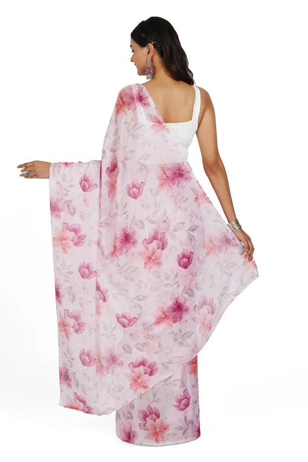 Earrings Teejh Blush Blossom Dream Digital Print Chiffon Saree Teejh