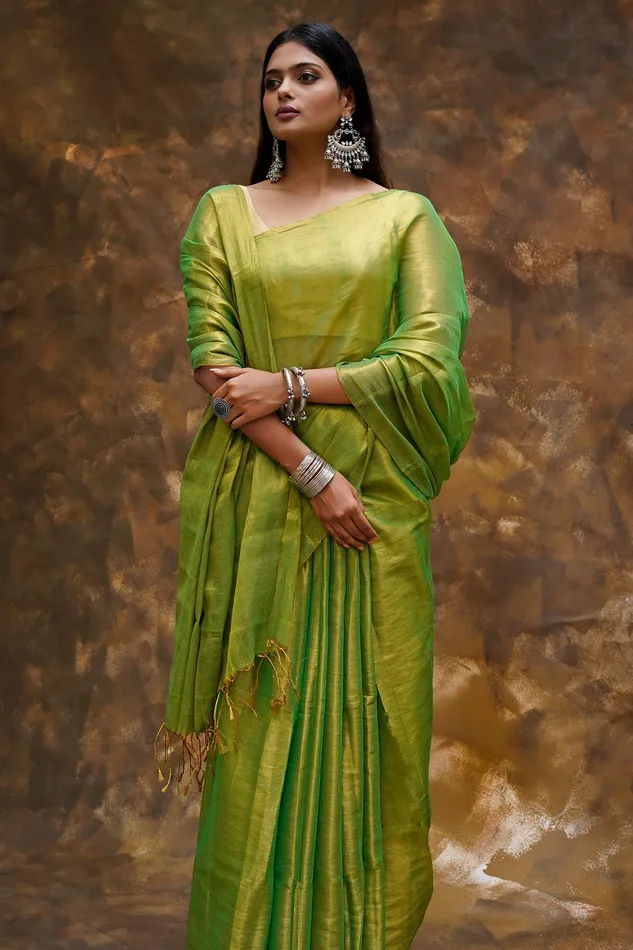 Earrings Teejh Teejh Trishika Green Tissue Saree