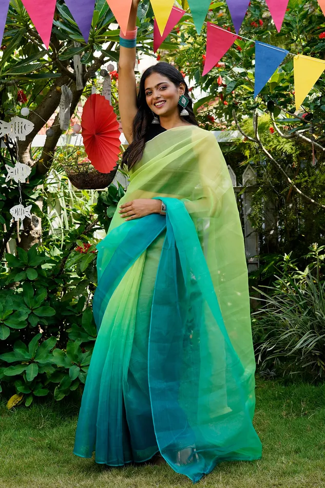 Earrings Teejh Zanshi Ombre Organza Saree Teejh