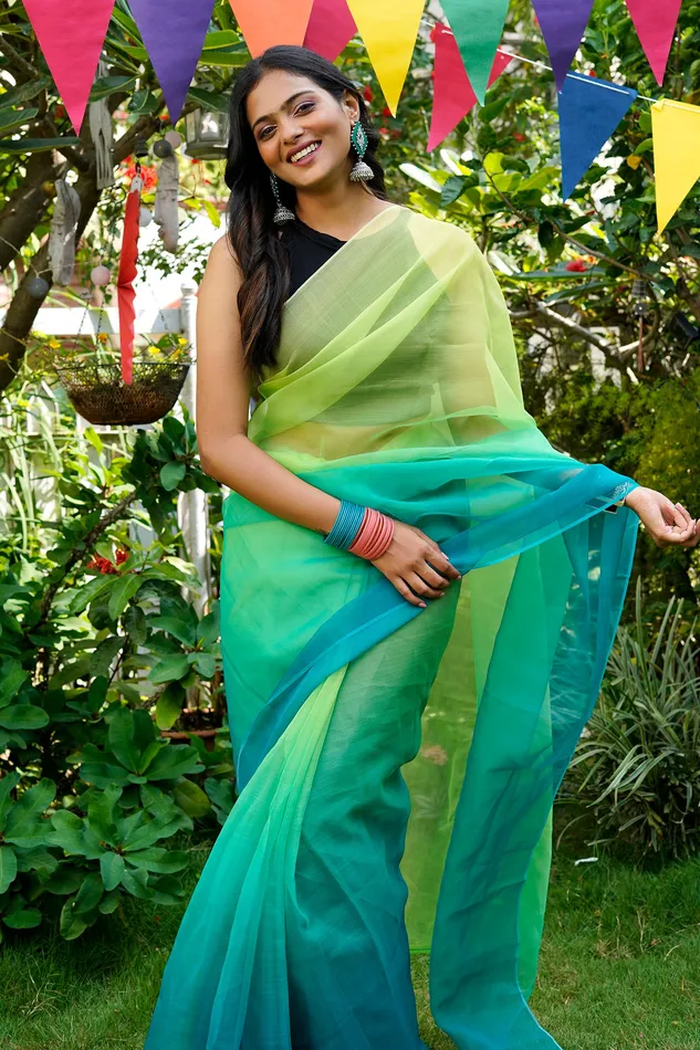 Earrings Teejh Zanshi Ombre Organza Saree Teejh