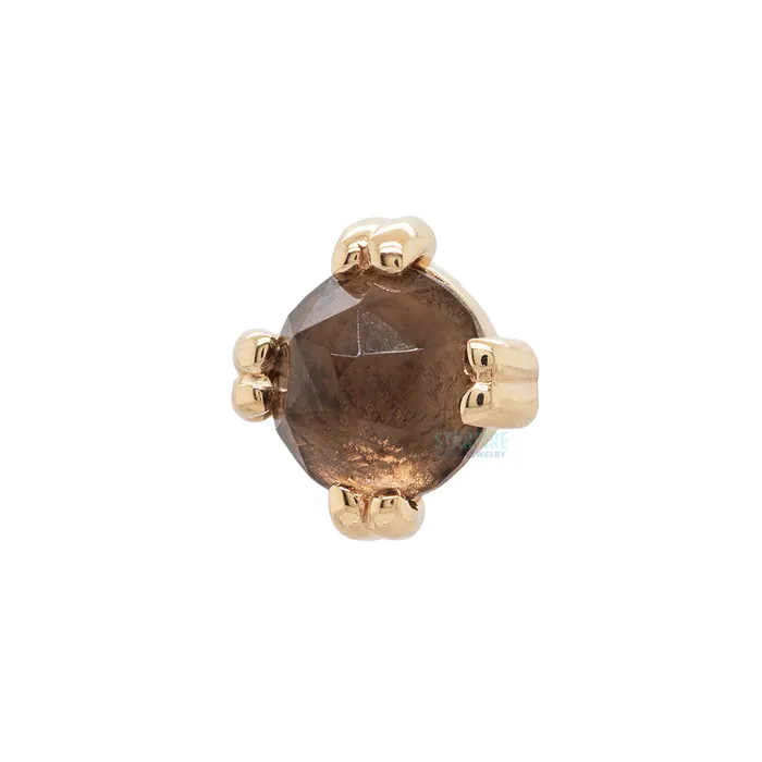Earrings threadless Rose Cut Smoky Quartz Prong Set Pin in Gold Body Vision BVLA Earrings threadless Rose Cut Smoky Quartz Prong Set Pin in Gold Body Vision BVLA