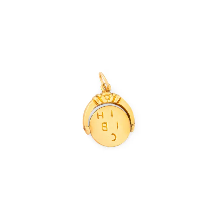 Earrings Vintage Ich Leib Dich 14K Gold Spinner Charm