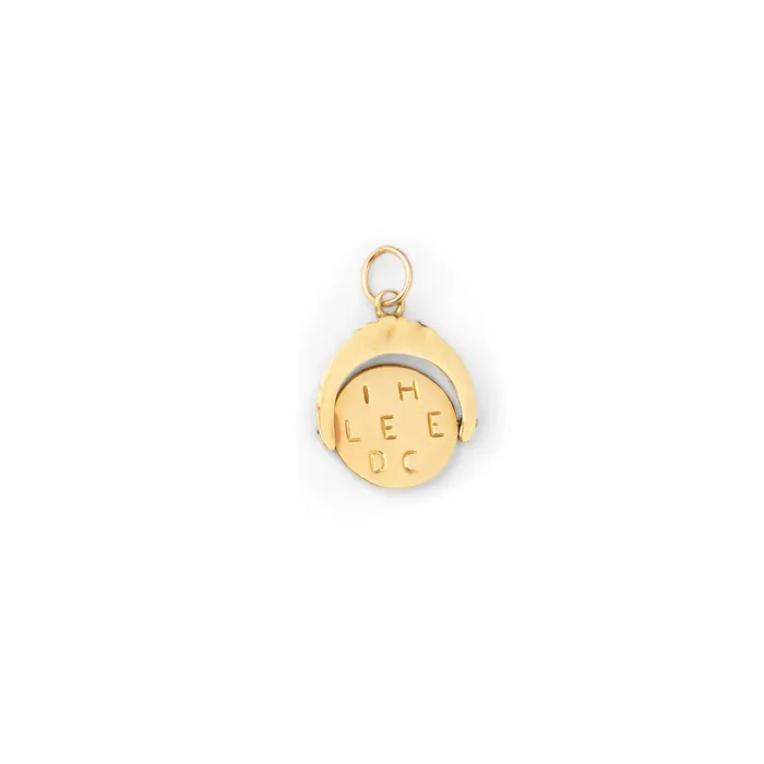 Earrings Vintage Ich Leib Dich 14K Gold Spinner Charm