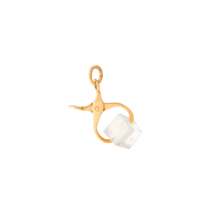 Earrings Vintage Lucite Ice Cube and 14k Gold Charm