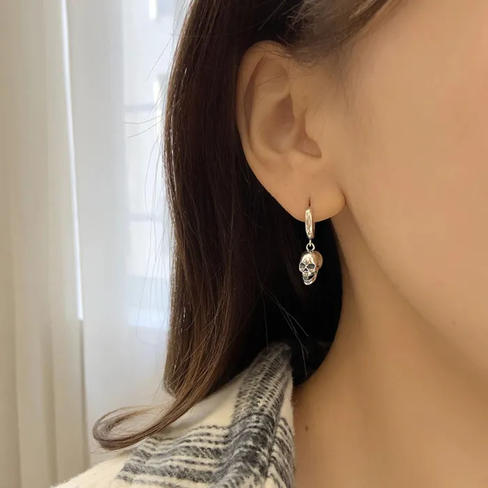 Earrings Zapps Clothing Zapps Little Skull Hoop Earrings