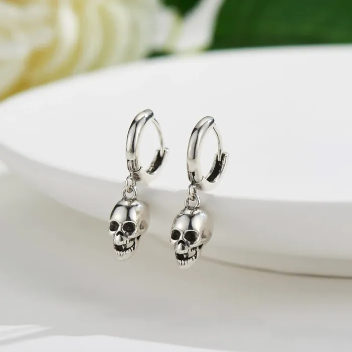 Earrings Zapps Clothing Zapps Little Skull Hoop Earrings