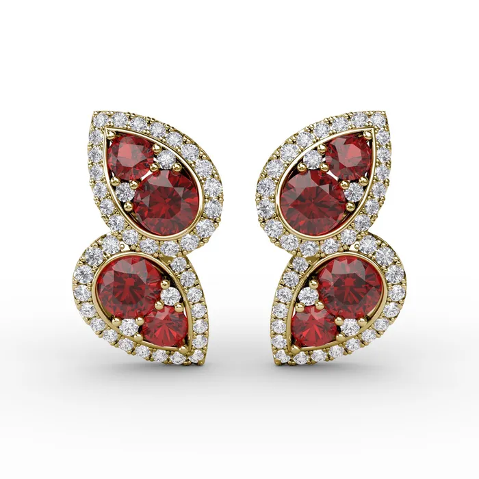 Fana Earrings Ruby Diamond Earrings