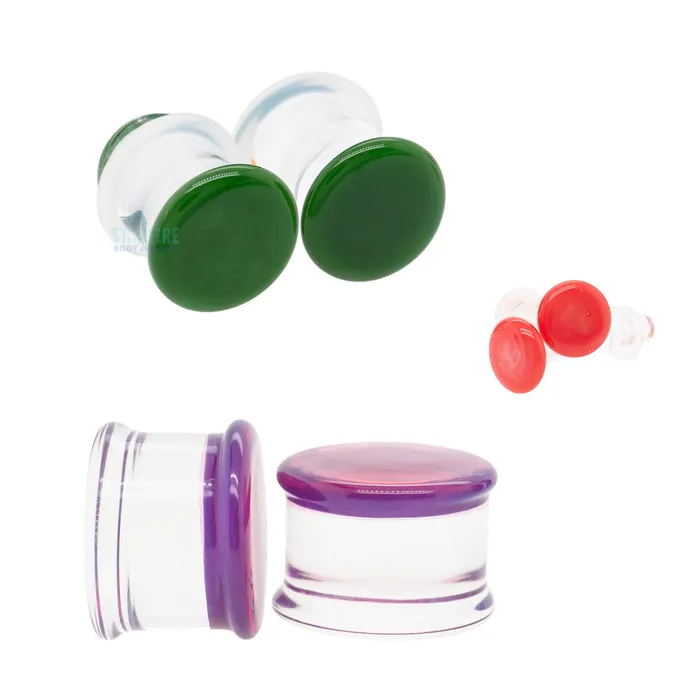 Glass Colorfront Plugs Dark Aqua Glasswear Studios Earrings