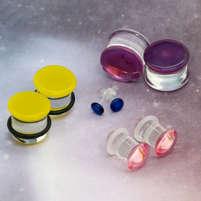 Glass Colorfront Plugs Dark Aqua Glasswear Studios Earrings