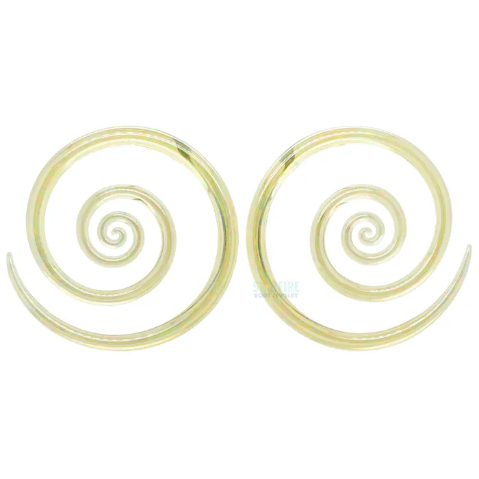Glassheart Glass Heart Studio Earrings Glass Spirals Oil Slick Uranium
