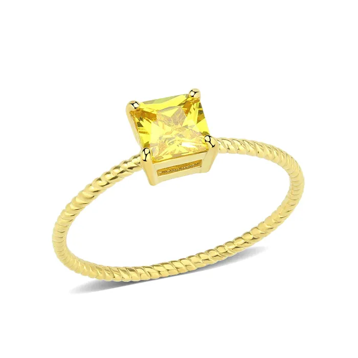 Green Rings CJ3857 Wholesale Womens Stainless Steel Topaz Minimal Ring