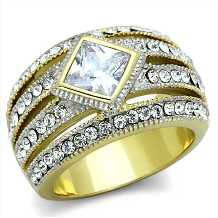 Green Rings CJG2118 Stainless Steel AAA Grade CZ Ring