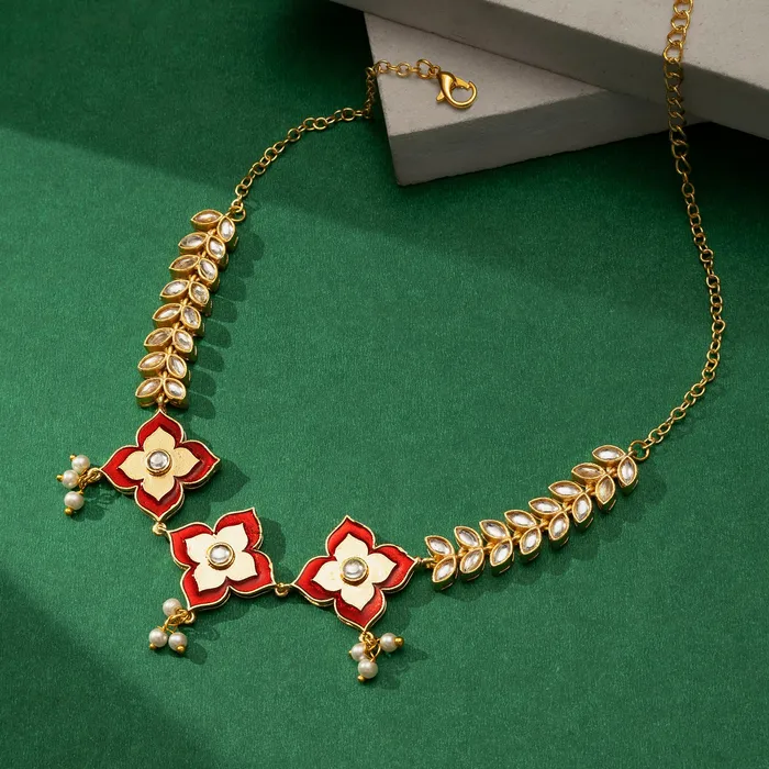 Hello Phools Maroon Necklace Teejh Necklaces